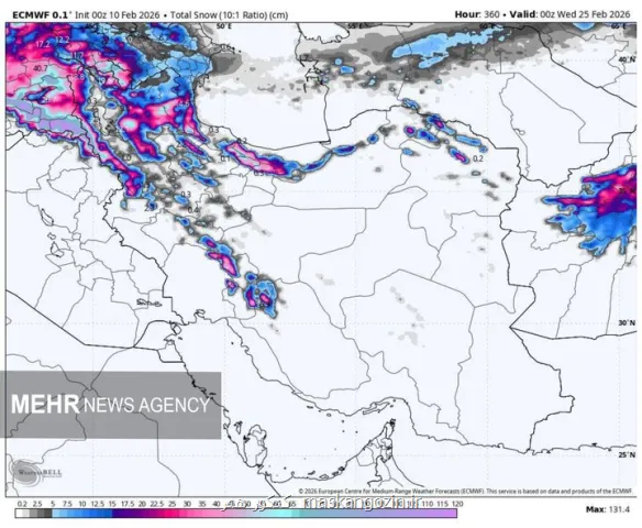 ورود سامانه بارشی جدید به کشور از شنبه بارندگی باران و برف در ۱۹ استان