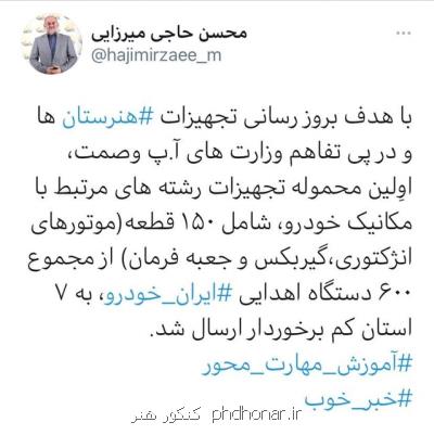 ارسال ۱۵۰ دستگاه اهدایی ایران خودرو به ۷ استان كم برخوردار